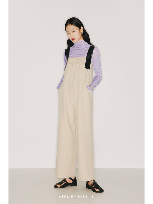 【百折】异形压褶设计长春花蓝透视上衣/220015B 商品图0