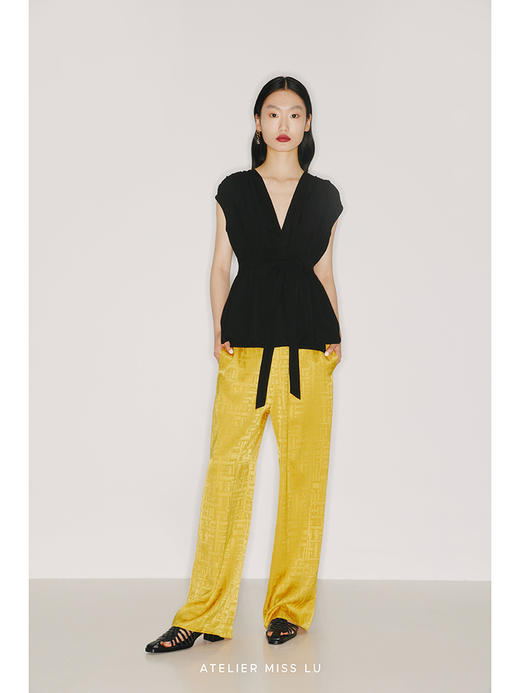 【迷踪】定制款日本进口三醋酸琉璃黄垂感长裤/2200013B 商品图0