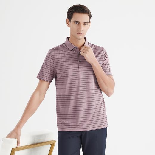 【含桑蚕丝】柒牌polo男夏季薄款休闲时尚条纹翻领短袖保罗衫	122T71880 商品图1