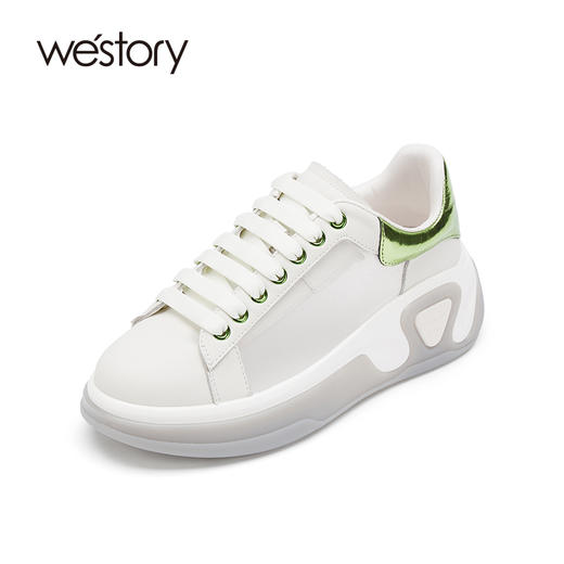 westory女鞋2021夏季新款软底增高小白鞋防滑休闲鞋W21CM71321 商品图0