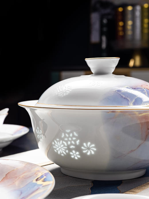 富玉  景德镇餐具新中式大胆撞色浮想餐具套装家用组合 商品图7