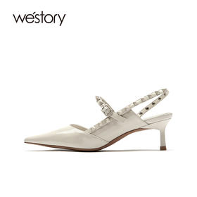 westory尖头细跟高跟鞋女2021春季新款链条一脚蹬凉鞋W21AH52151