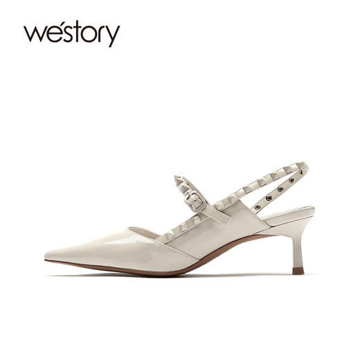 westory尖头细跟高跟鞋女2021春季新款链条一脚蹬凉鞋W21AH52151 商品图0