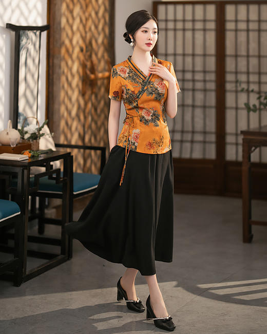 日常改良，老上海复古民国风时尚气质妈妈旗袍套装ZA-014 商品图6