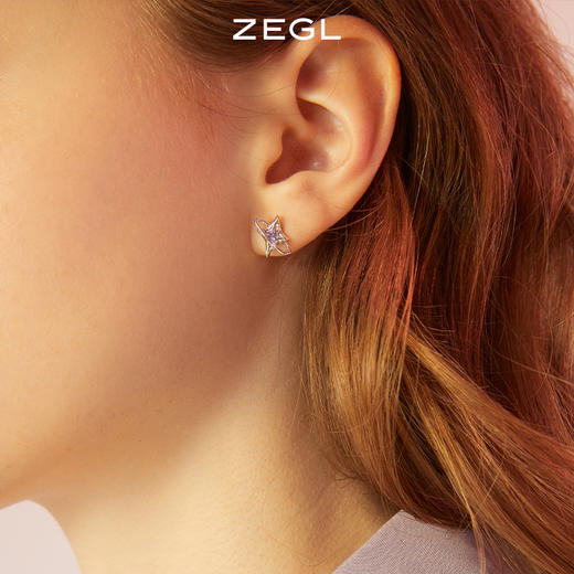 ZEGL设计师银河甜心系列925纯银四芒星耳钉女小众设计感耳环耳饰 商品图4