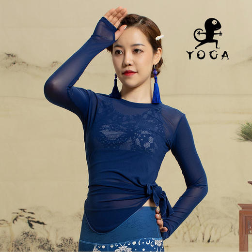 壁虎瑜伽【2110SY069】高弹网纱长袖罩衫（无胸垫）【5天发货】 商品图9
