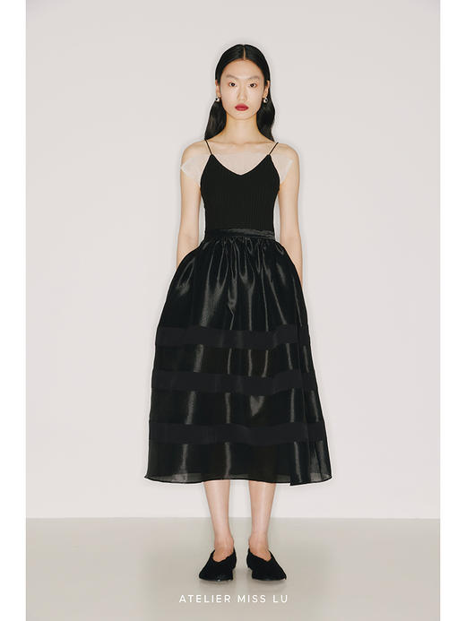 【洛丽塔】薄纱拼接设计黑色针织吊带背心/220024 商品图0