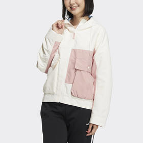 阿迪达斯NEO外套女2022年春季新款运动休闲连帽夹克上衣HM7438