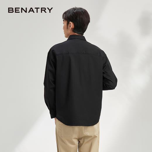 贝纳川简约工装衬衫男2023春季新款美式休闲条纹拼接潮牌外套ECY311001402 商品图4