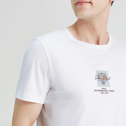 【水柔棉】柒牌男士短袖t恤时尚休闲百搭小老虎圆领印花体恤上衣	122T71420 商品图3