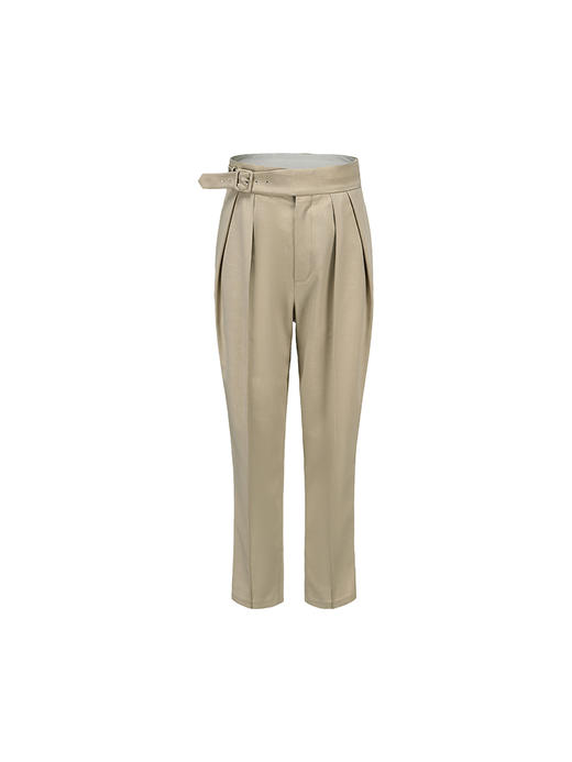 【绅士】宽褶裥燕麦浅驼高腰锥形裤/220007 商品图4