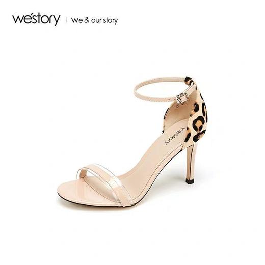 westory2020新款豹纹高跟凉鞋女细跟纯色性感甜美女鞋W29BG60011 商品图0