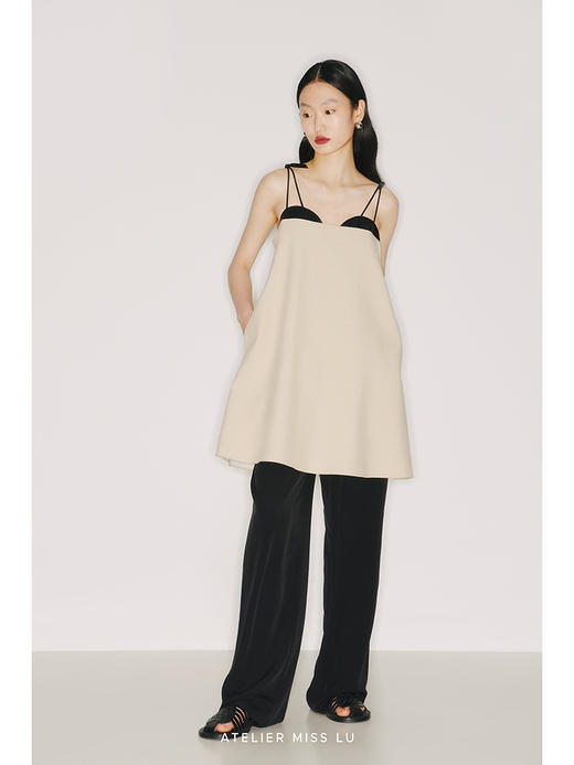 【流光】轻盈丝质黑色垂感长裤/2200015 商品图0