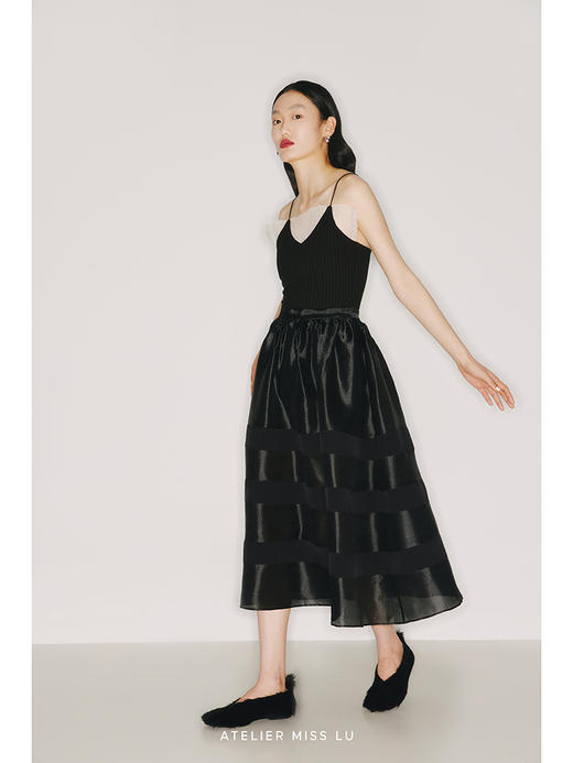 【洛丽塔】薄纱拼接设计黑色针织吊带背心/220024 商品图2