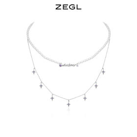 ZEGL设计师银河甜心系列四芒星项链女轻奢小众人造珍珠锁骨链配饰
