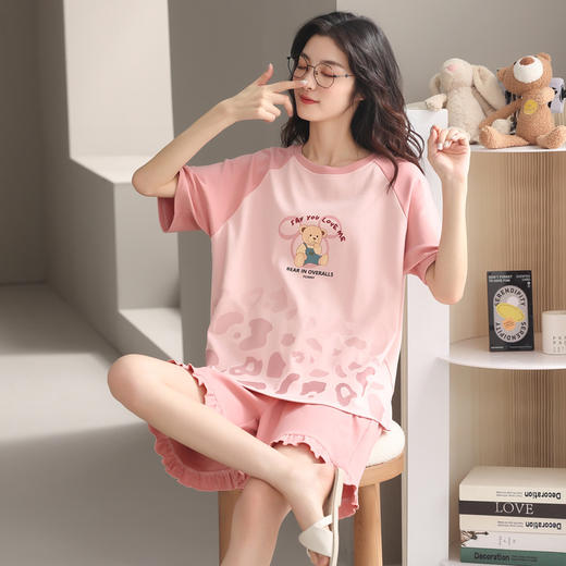 新款纯棉睡衣短袖短裤韩版家居服套装  BMR66326 商品图0