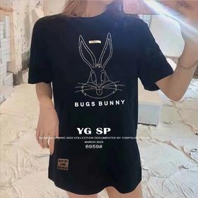 女前后烫钻兔短T6959