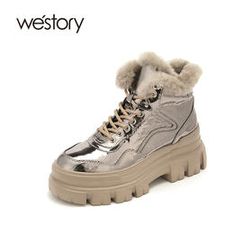 westory马丁靴女英伦风冬加绒2020年新款百搭潮内增高W20DS80551