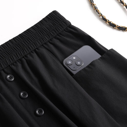 薄款排扣A字裙，长款松紧高腰时尚下装裙时尚新款半身裙MYX-6850 商品图5