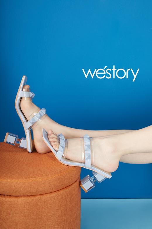 westory高跟鞋女2021年夏季新款经典款时髦胶片凉鞋W21BJ60861 商品图0