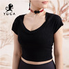 壁虎瑜伽【2203SY152】V领带胸垫露脐短袖（有胸垫）【七十二小时发货】 商品缩略图5