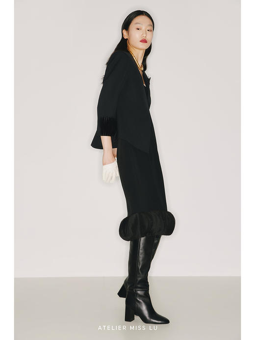 【塔罗】重工圆片拼接水流开襟黑色收腰外套/220011A 商品图2