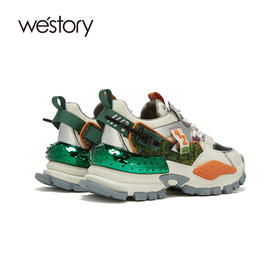 westory商场专柜同款2020秋冬新款真皮轻盈透气老爹鞋女厚底运动鞋W20CM70601