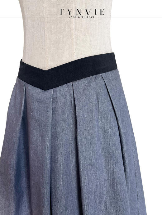 TYNVIE V腰大褶皱插袋中裙- 灰色 商品图5