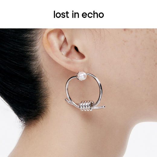 lost in echo 设计感轻奢小众捆绳结螺旋珍珠耳环925银针 商品图4