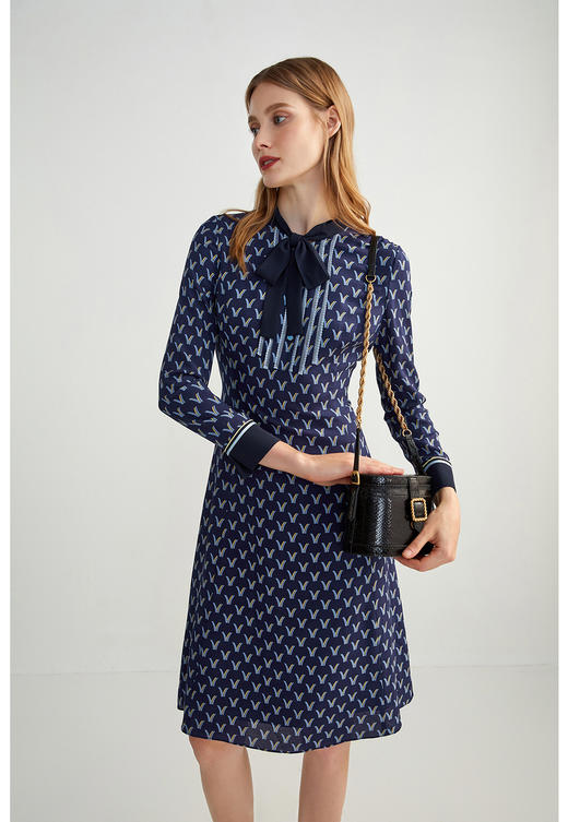 朗姿埃菲尔铁塔倒影印花连衣裙lcrk01wop311a21