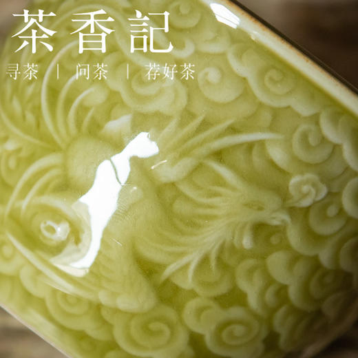 茶香记  仿哥窑米黄釉刻花大缸杯 精细 高性价比  品杯 茶道工具 商品图2