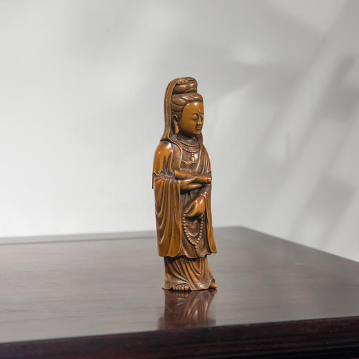 清 黄杨木雕持卷观音像 商品图4