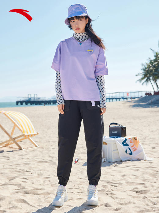 安踏沁凉科技丨后背印花短袖t恤女2022夏季宽松透气女装162228108-1/4 商品图1