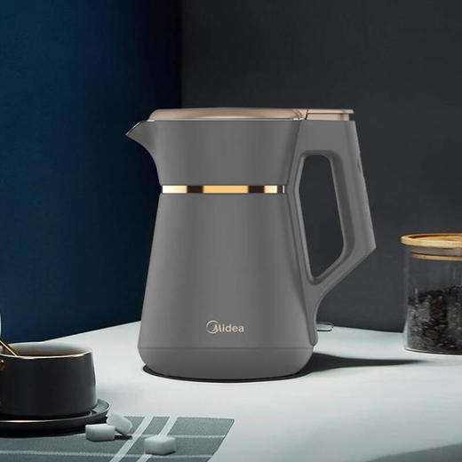 美的快速电热水壶U型壶嘴轻触按键烧水壶温度显示四段控温304不锈钢双层防烫SH15P509 商品图0