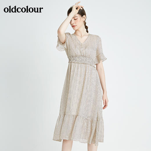 oldcolour春秋季商场同款休闲气质短袖碎花连衣裙N22101278 商品图4