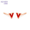 MEMORA诗普琳珠宝玫瑰18K金红色v字耳钉送女朋友-KEE00201（线上专供） 商品缩略图6