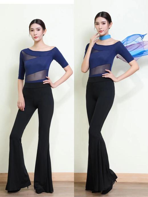 形体训练服套装拼纱舞蹈练功服喇叭裤套装气质导师礼仪服连体暗扣 商品图5