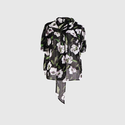 贴蕾丝装饰气质印花衬衣 商品图0