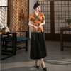ZAYS-013夏季改良时尚旗袍V领上衣套装气质旗袍 商品缩略图0