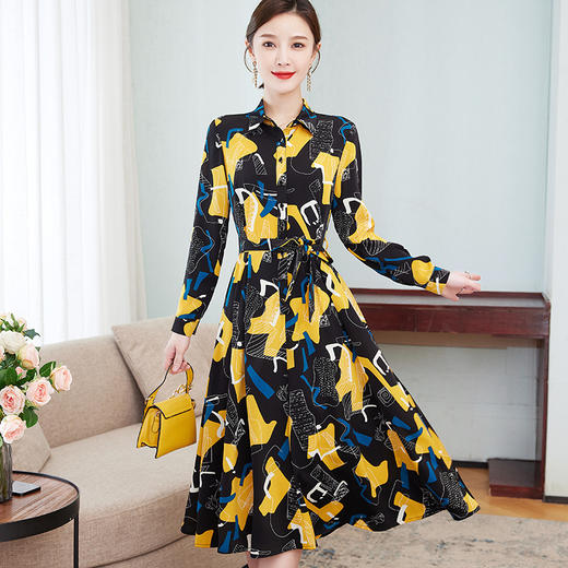 QB  AZ5561雪纺碎花连衣裙显瘦遮肚气质大码 商品图0