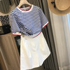 「79元入手！针织款」清爽蓝白条纹宽松圆领/V领海魂衫针织衫T恤女夏薄上衣 商品缩略图4