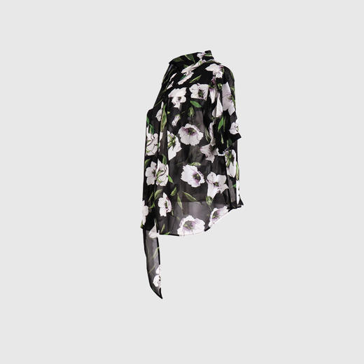 贴蕾丝装饰气质印花衬衣 商品图1