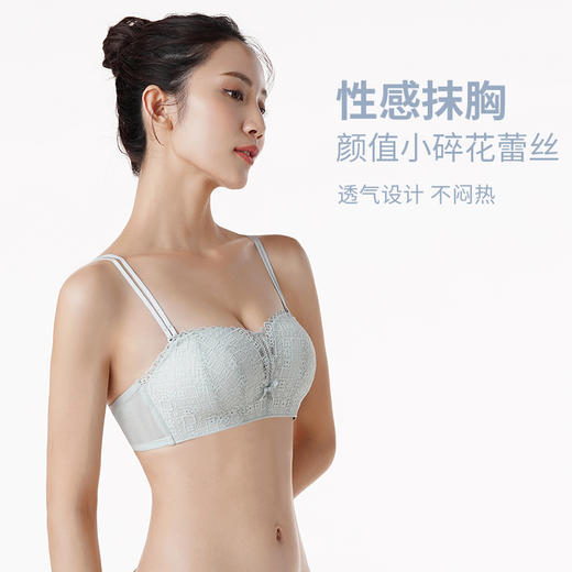 都市丽人B杯常规内衣聚拢升杯加厚蕾丝三排扣树脂胶圈1/2杯常规文胸LB21C7 商品图1