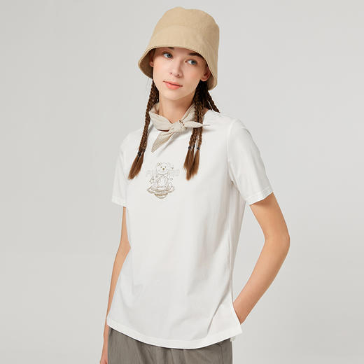 Famecoco范可儿小熊印花打底衫女夏季新款减龄正肩T恤显瘦F223BB006 商品图2