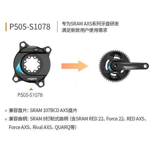 新款迈金P505盘爪功率计公路山地自行车牙盘速联SRAM  ROTOR shimano 商品图2