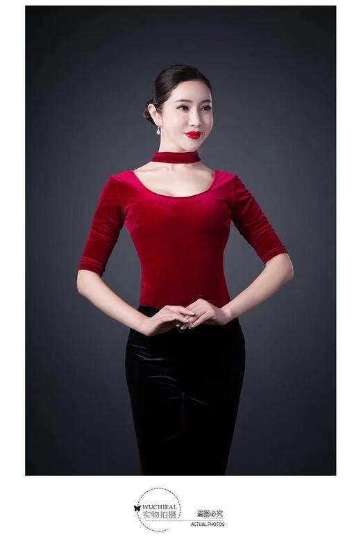新款金丝绒形体服套装女礼仪训练走秀仪态优雅练功服舞蹈围脖 商品图7