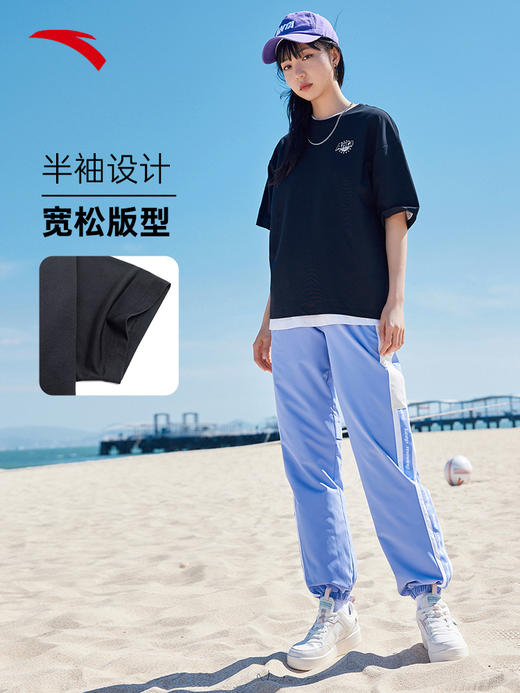 安踏沁凉科技丨后背印花短袖t恤女2022夏季宽松透气女装162228108-1/4 商品图4