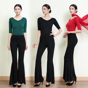 形体训练服舞蹈练功服修身女V领莫代尔气质导师礼仪连体优雅套装