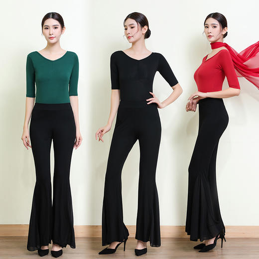 形体训练服舞蹈练功服修身女V领莫代尔气质导师礼仪连体优雅套装 商品图0