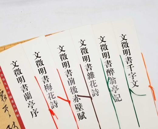 彩色放大本特辑：《文徵明书法精粹》，8开，全6册，函套装，孙宝文编，上海辞书2016年版，定价220元，售价118元。函套可能有破损，书品完好。

本系列底本好，印制精，大8开，为彩色放大本，并延请专 商品图2